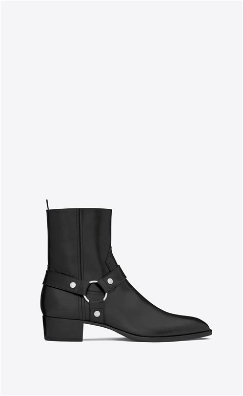 ysl stiefel schwarz|Saint Laurent Schwarzer Lederstiefel Wyatt 40 .